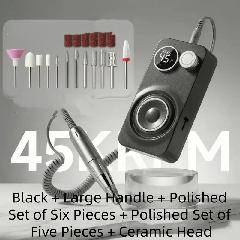 35000RPM Portable Low Noise Electric Handle Nail Remover Dead Skin Removal Nail Polish Grinding Machine for Nail Salons Qme 1pcs Black B