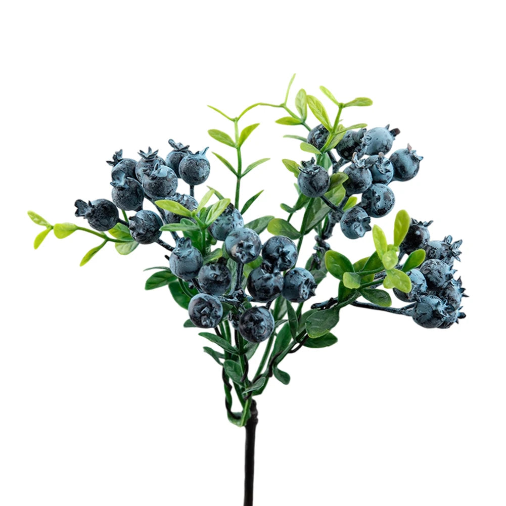 1 Pc Artificial Pomegranate Long Branch Vibrant Artificial Berry Flowers Weddings, Parties Home Decor Qme Blue