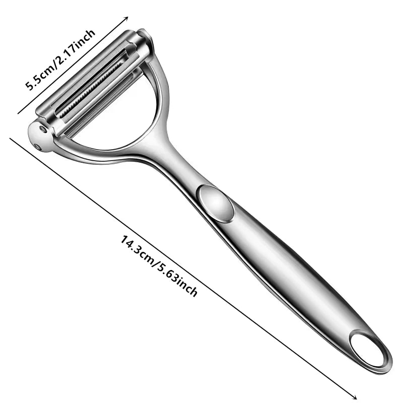 2in1 Stainless Steel Vegetable Peeler Potato Peeler Multi-function Carrot Grater Fruit Tools Kitchen Accessories Cuisine Pelador Qme Flat handle 2in1