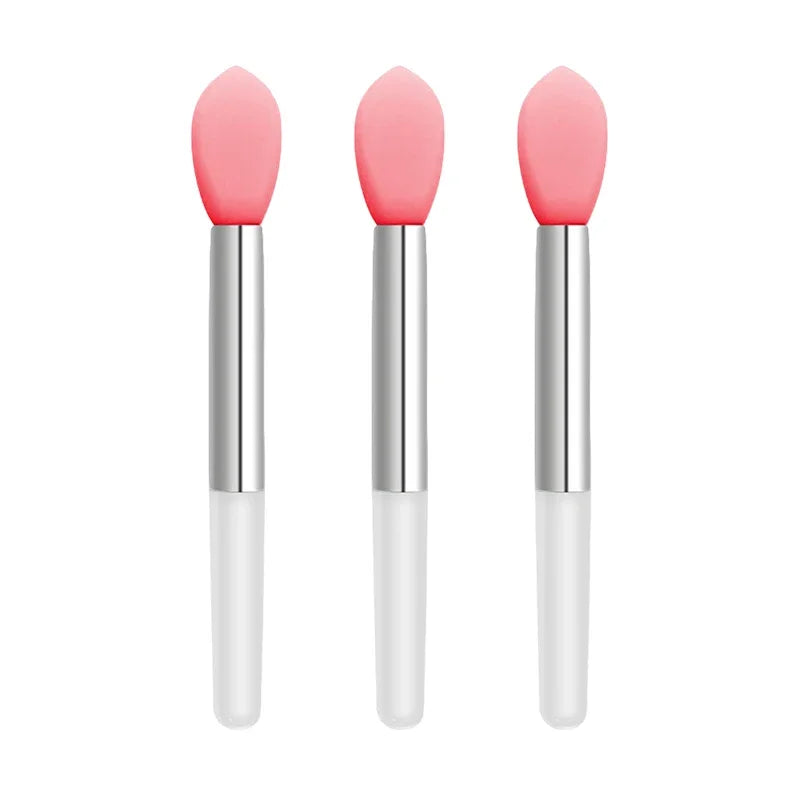 3/10PC Portable Silicone Lip Brush With Cover Soft Multifunctional Lip Balm Applicator Lipstick Lipgloss Makeup BrushesWholesale Qme 3pcs-1