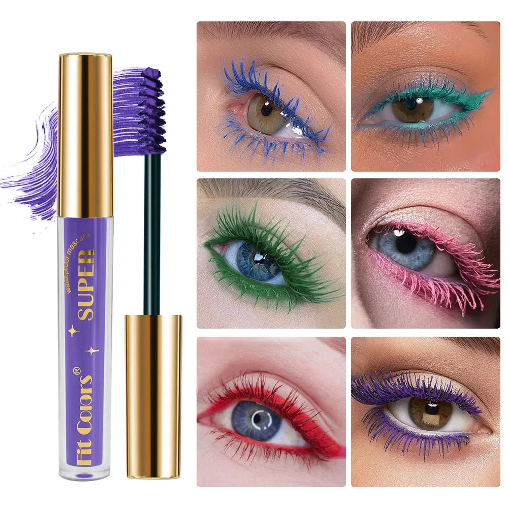 6 Color/Set Colored Mascara Cream Blue Green Lasting Waterproof Mascara Curling Eyelashes Thick Curl 3D Non-smudding Mascara Qme
