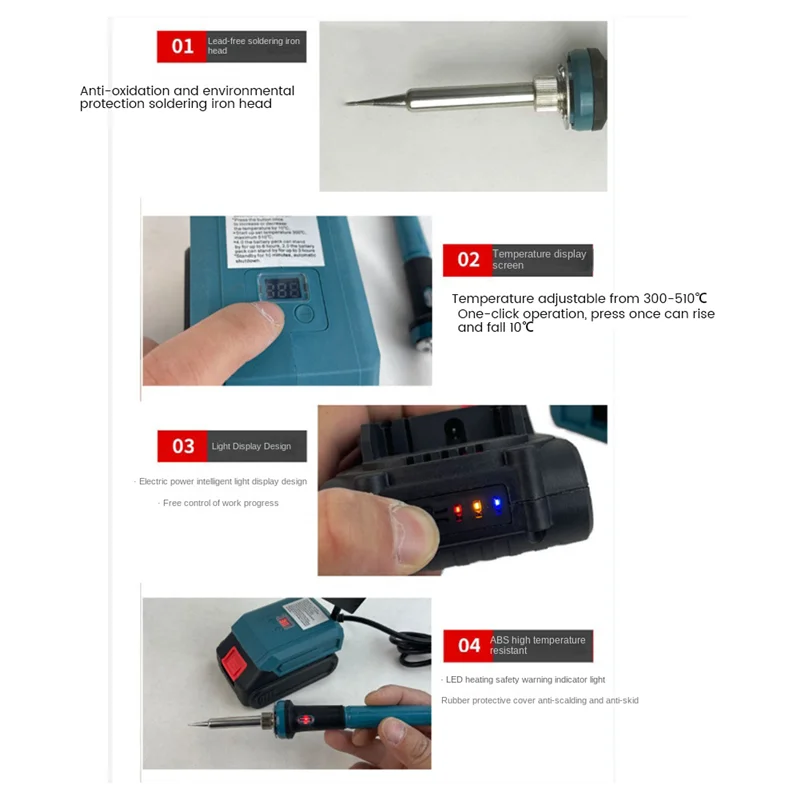 A02F-1 Set 20V Cordles Soldering Iron Rechargeable Microelectronics Repair Welder For Battery Qme