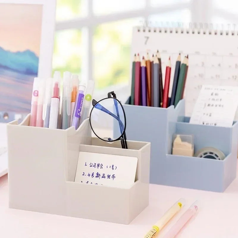 Multi-function Desktop Pen Holder School Supplies Storage Case Colorful Plastic Box Office Desk Accessories Pencil Organizer Qme
