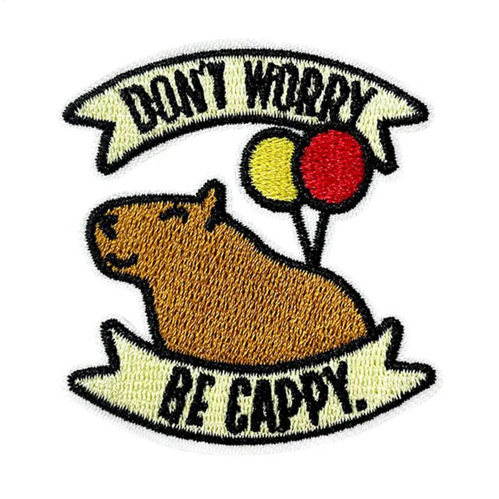 Animal Iron Patches Kids Decorative Capybara Shape Embroidery Qme