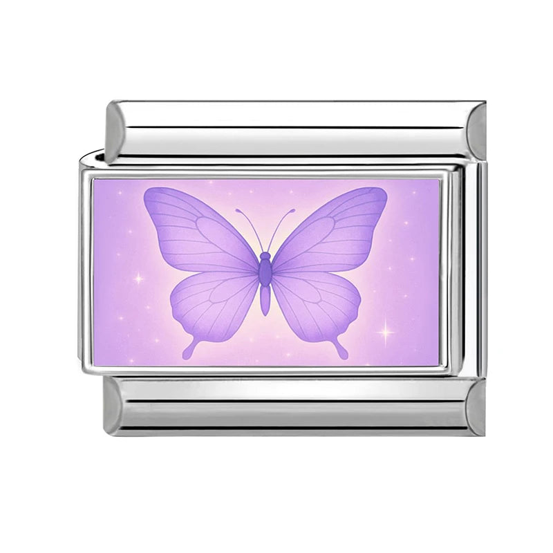 Fashion Purple Series Flowers Cats Dogs Pet Italian Charms Fit