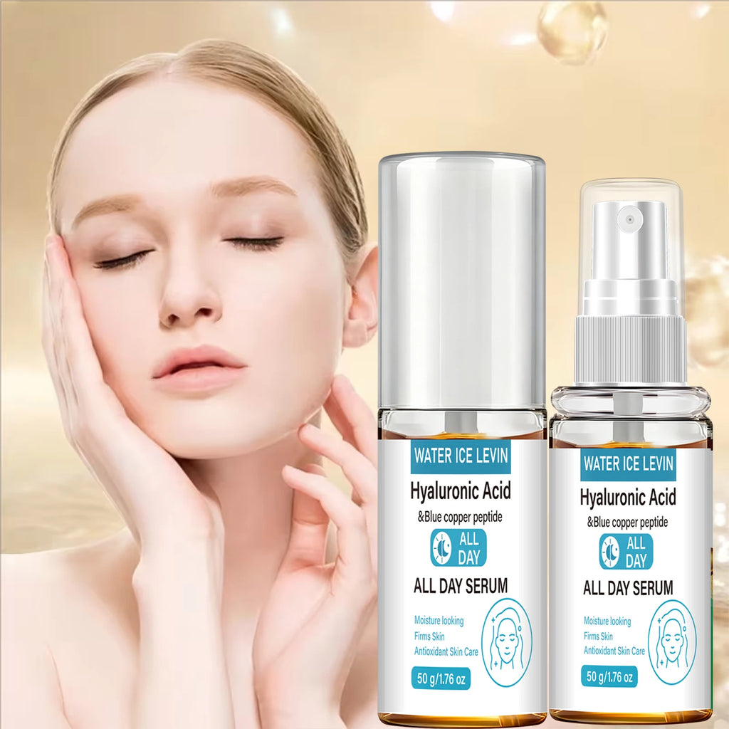 Blue Copper Peptide Hyaluronic Acid Serum, Antioxidant Moisturizing & Firming Skin Treatment Qme
