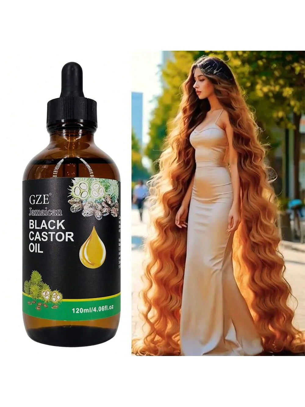 GZE Jamaican Black Castor Oil - Cold Pressed Hair Moisturizing for Hair, Lash & Eyelash Strength, Shine & Scalp Care Qme
