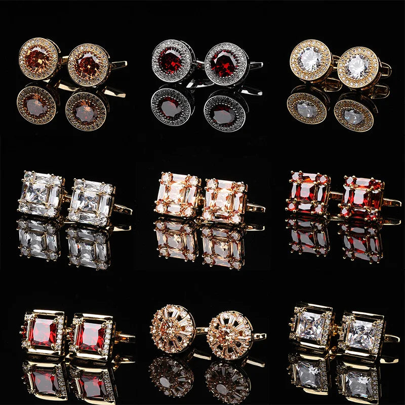 Men's Crystal Cufflinks Wedding Elegant Business Formal Dress Shirt Qme