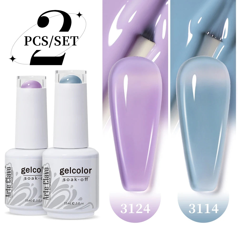 Arte Clavo Jelly Nail Gel Polish Supplies Purple Pink Red Blue Green
