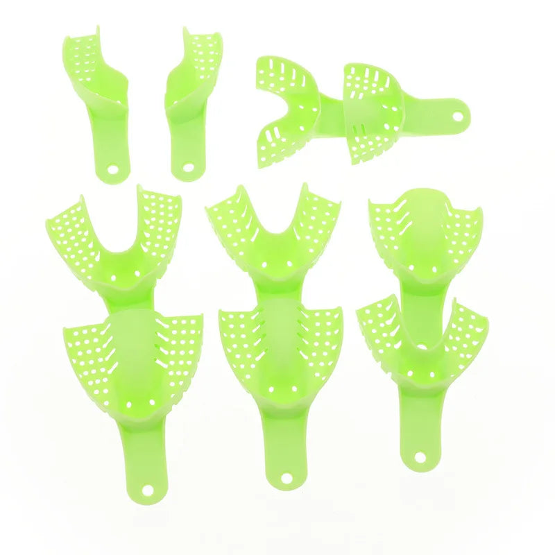 10pcs disposable dental trays impression uperization reuse Dental materials Top bite plastic dentistry materials Qme Light green 10-piece