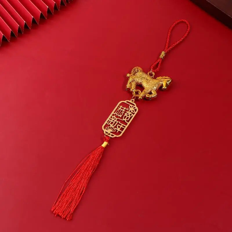 2026 Year Of The Horse Golden Plastic Zodiac Horse Pendant Lucky Spring Festival Home Car Hanging Ornaments New Year Gifts Qme style 4