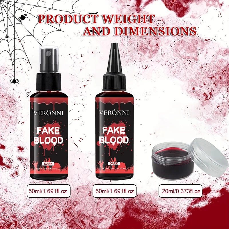 VERONNI 1 Fake Blood Makeup Dark Realistic Washable Artificial Spray Qme