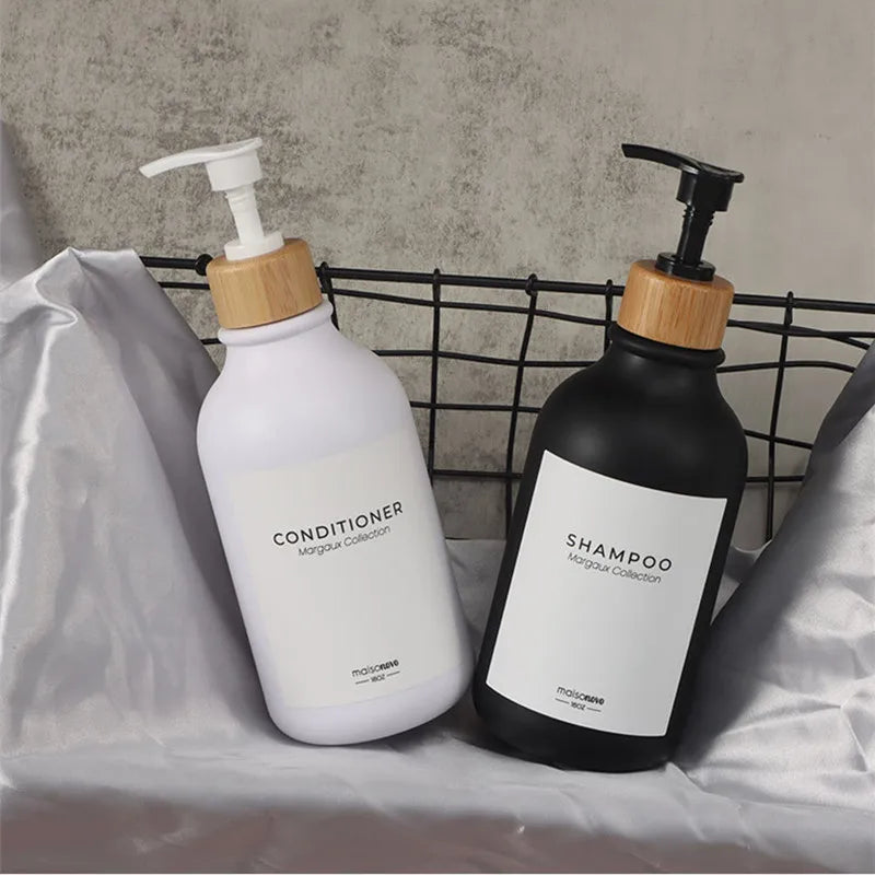 Dish Soap Bottle with Wood Pump Liquid Soap Dispenser Hand Soap Lotion Container Refillable Jars for Kitchen Bathroom 500/300ML Qme