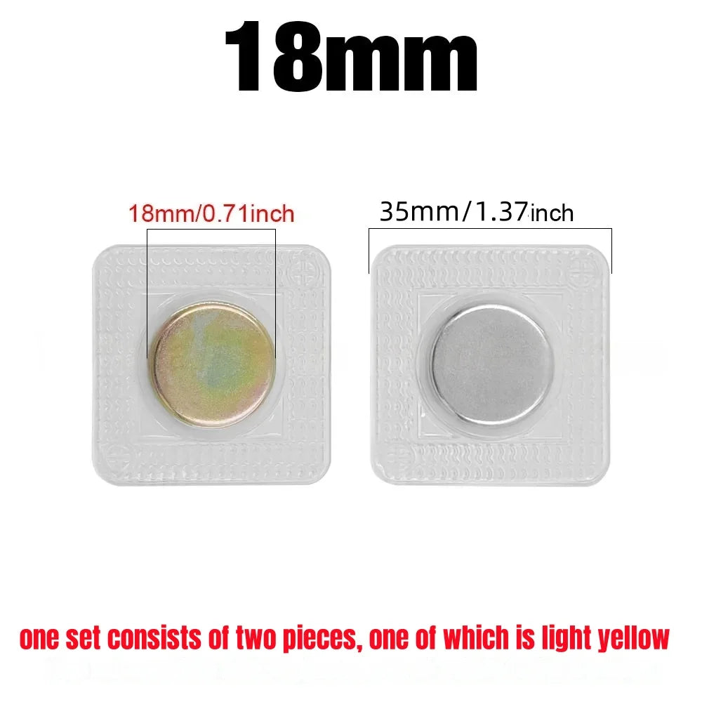 1Pair PVC Invisible Strong Magnetic Snaps Button Hidden Magnetic Fastener for Handbag Clothing Clasp DIY Craft Sewing Supplies Qme 18mm(Round)