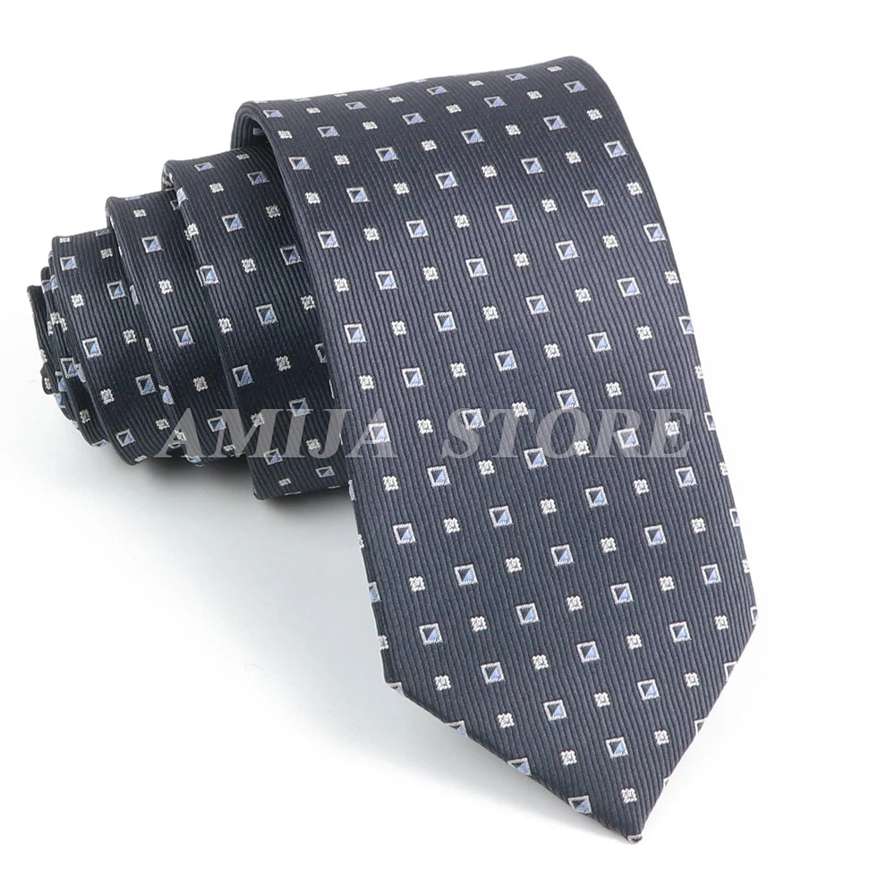 Tie Men Gravatas Wholesale Fashion Woven Luxury Necktie Dark Grey Dot