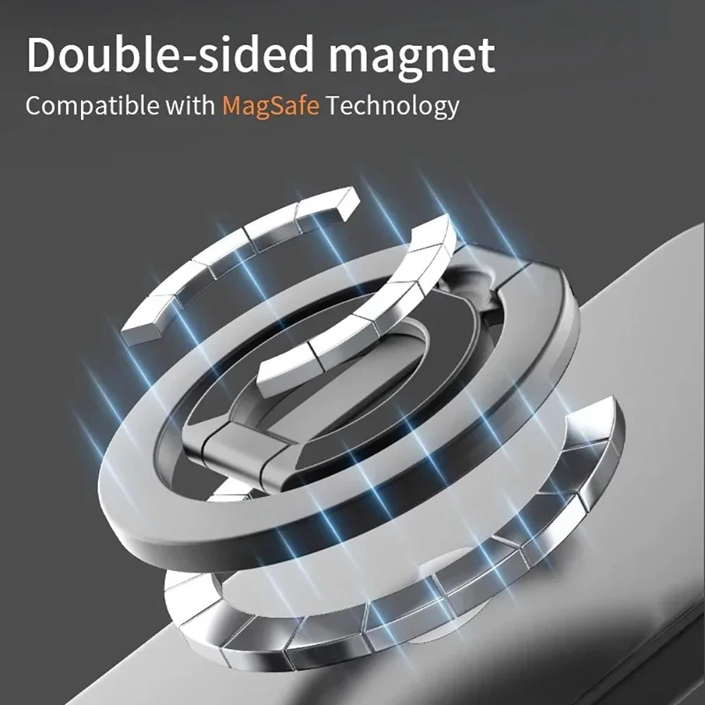 Double Sided Magnetic Phone Ring Holder Portable Folding Cellphones Stand Support Bracket for iPhone 16 15 14 For Huawei Xiaomi Qme