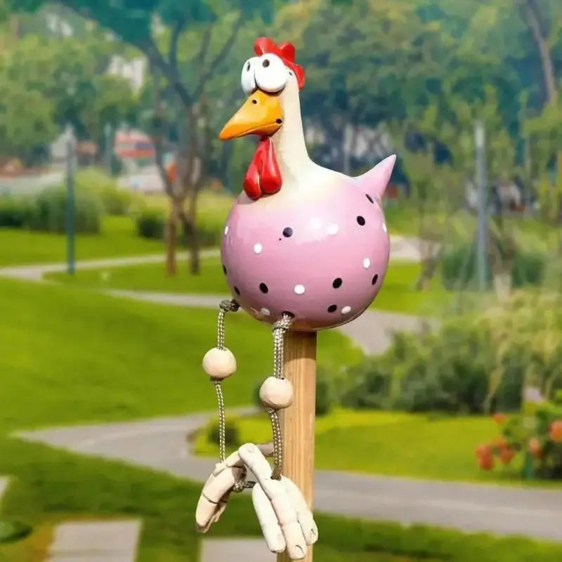 Resin Crafts Statues Funny Big Eyed Chicken Statue Long Foot Hen Qme