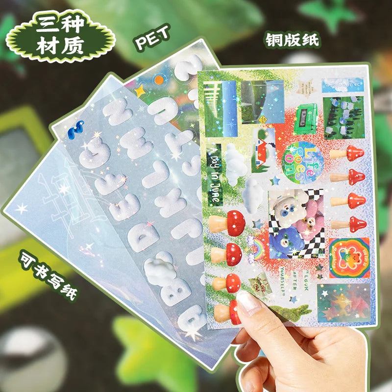 72piece Cute Japanese Y2K Cut Film Sticker book Girl Journal Phone Case DIY Scrapbook Stickers Kawaii Decoration Sticker Gift Qme