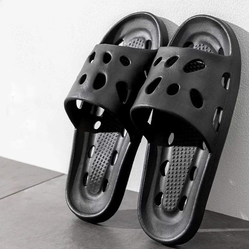 Women Thick Platform Cloud Slippers Summer Beach Eva Soft Sole Slide Sandals Leisure Men Ladies Indoor Bathroom Anti-slip Shoes Qme C-Black 36-37