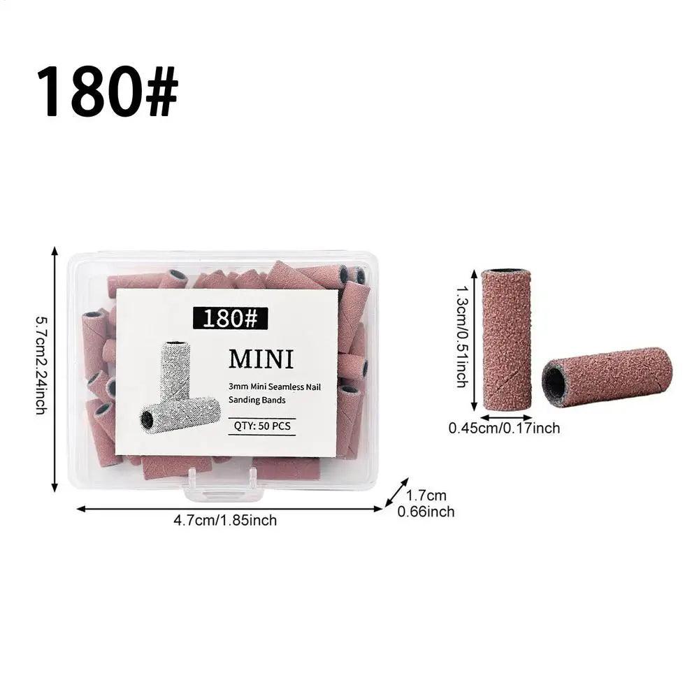 50pcs Nail File Sanding Bands Nail Drill Bits Sanding Bands for Electric Machine File Grinder Sand Band Nails Gel Polish Remove Qme China Mainland 180