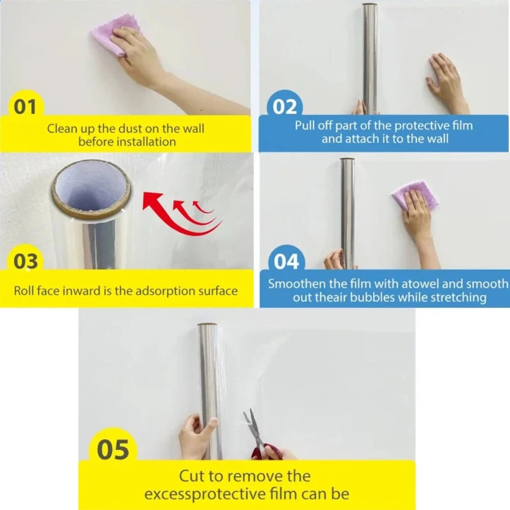 Electrostatic Adsorption Decorative Film Transparent Oil Splatter Guard Anti-grease Wall Protector for Kitchen Tile Surface Qme
