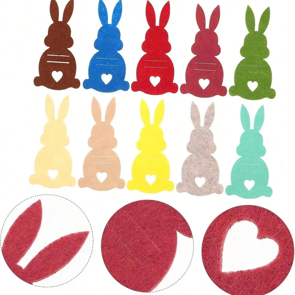 Easter Creative Wallet Rabbit Felt Tableware Storage Knife Fork Bag Qme