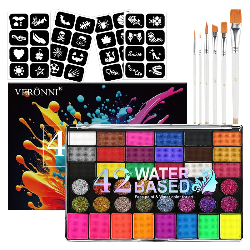 42-Color Water-soluble Body Paints Designed Face Painting Featuring Qme 3pcs-white