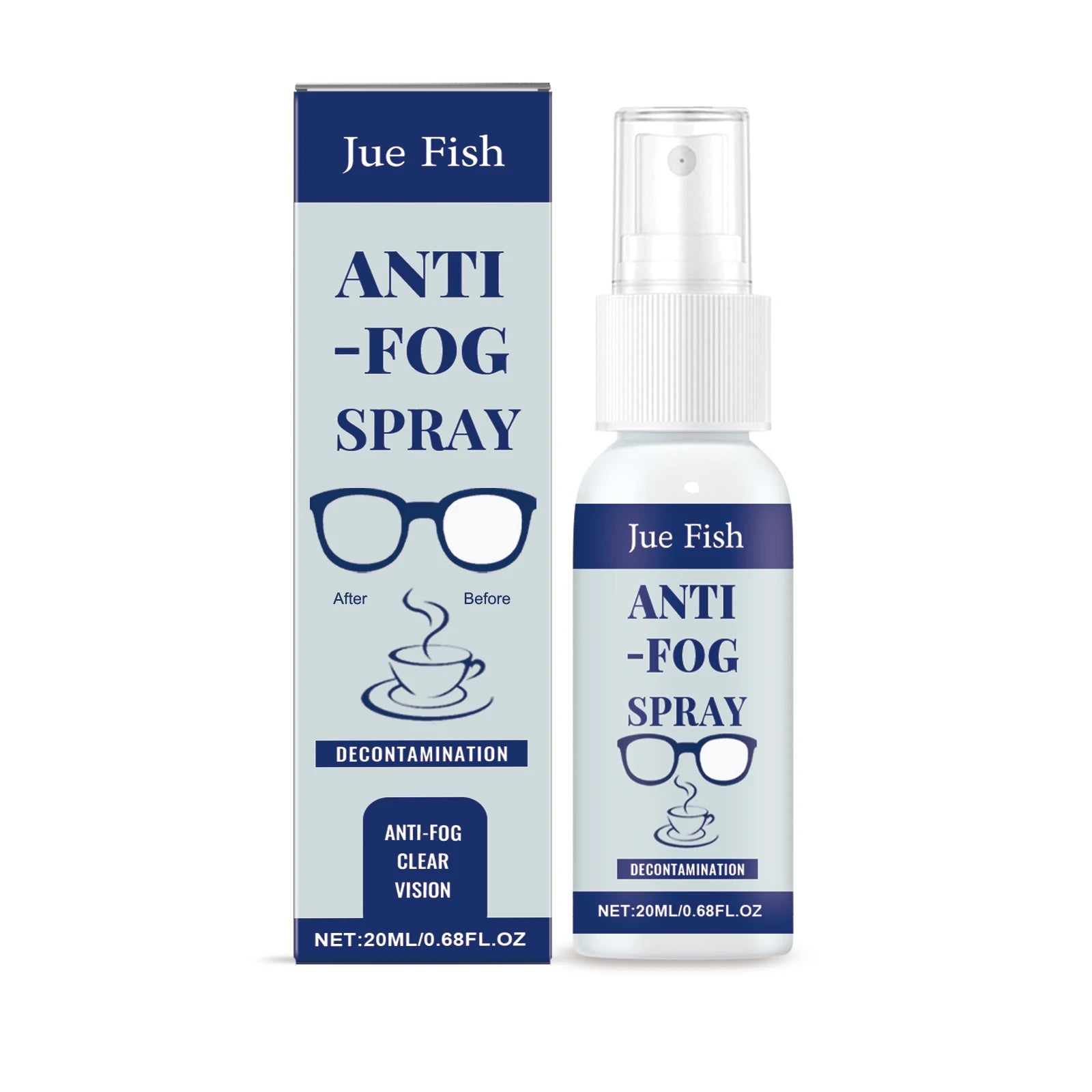 Jue Fish 20ml Anti Fog Spray Glasses Anti Fogging Cleaning Lenses Clear Vision Waterproof Portable Defogger Qme Unscented