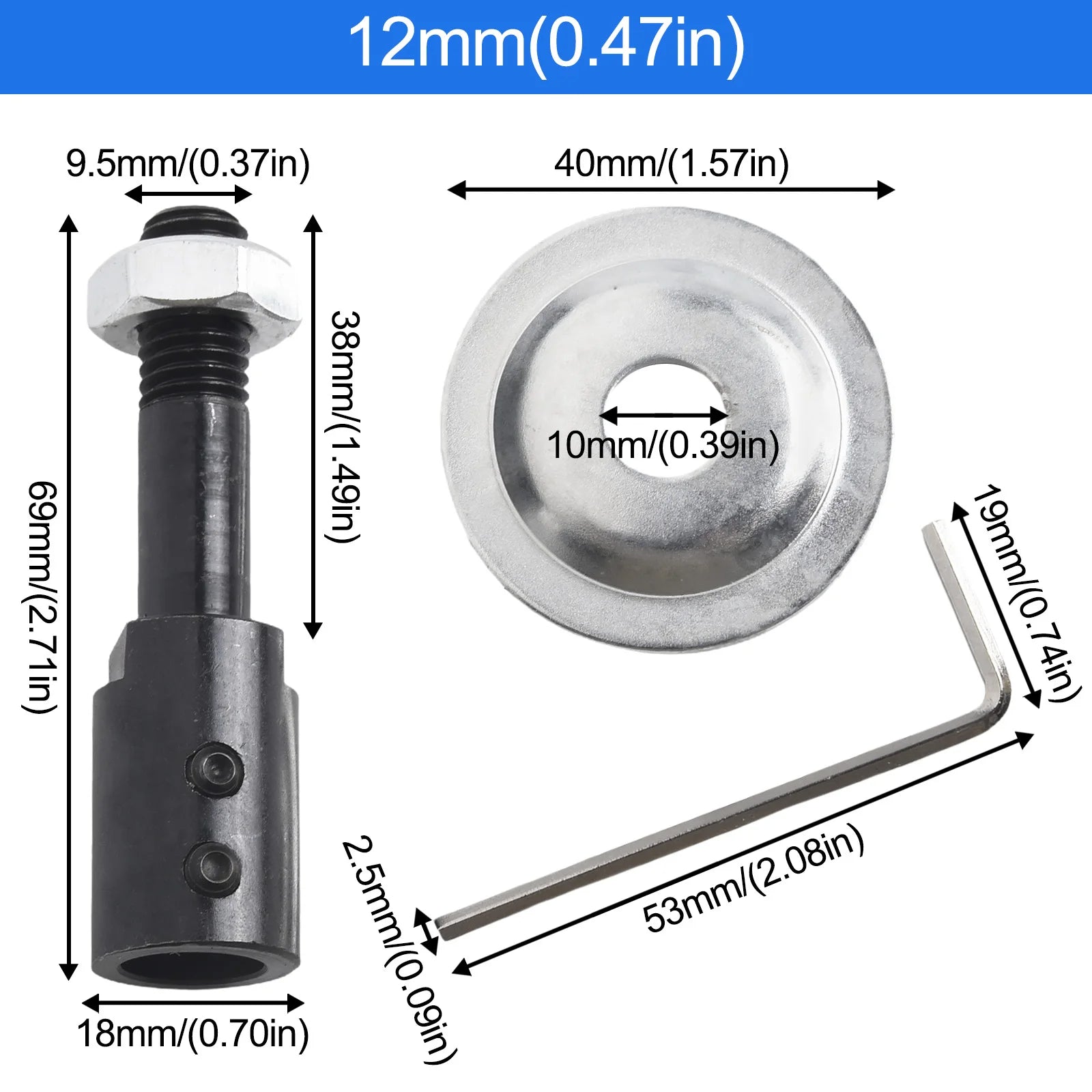 1 Pc Spindle Adapter Motor Shaft Coupler Extender Sleeve Spindle Couple Chuck Adapter Converter Bench Grinder Extension Rod Qme 12MM
