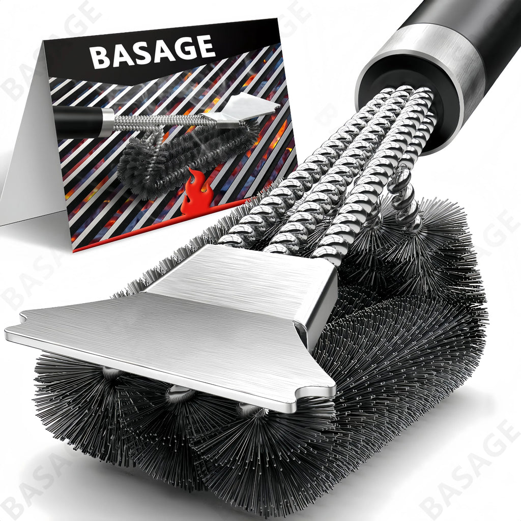 Barbecue Grill BBQ Brush Clean Tool Grill Accessories Stainless Steel Bristles Non-stick Cleaning Brushes Barbecue Accessories Qme Default Title