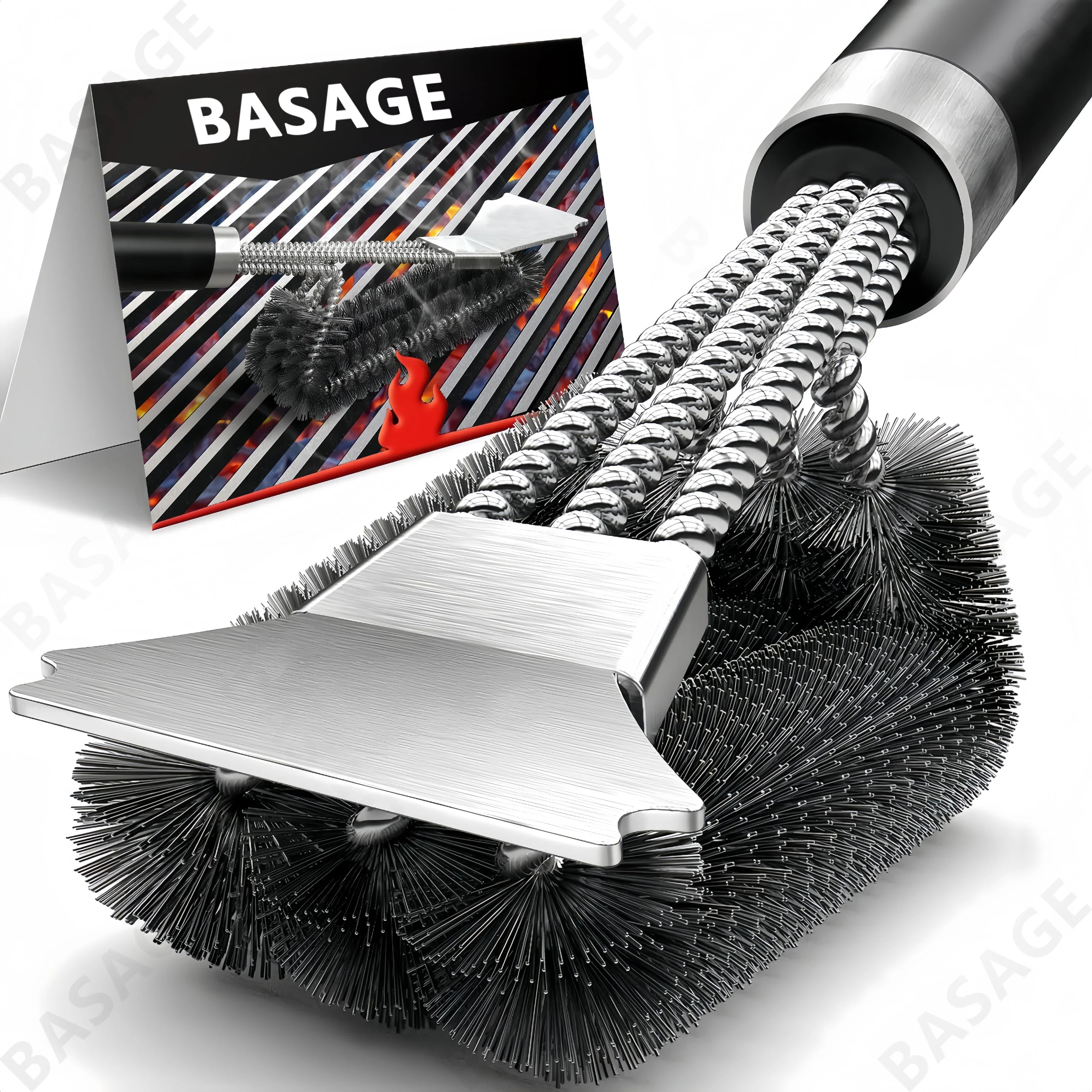 Barbecue Grill BBQ Brush Clean Tool Grill Accessories Stainless Steel Bristles Non-stick Cleaning Brushes Barbecue Accessories Qme Default Title