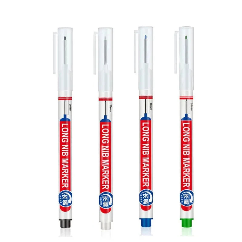 4Pcs/Set 20mm Deep Hole Long Nib Head Markers For Metal Perforating Pen Waterproof Bathroom Woodworking Decoration Multi-Purpose Qme 4Pcs mix color C