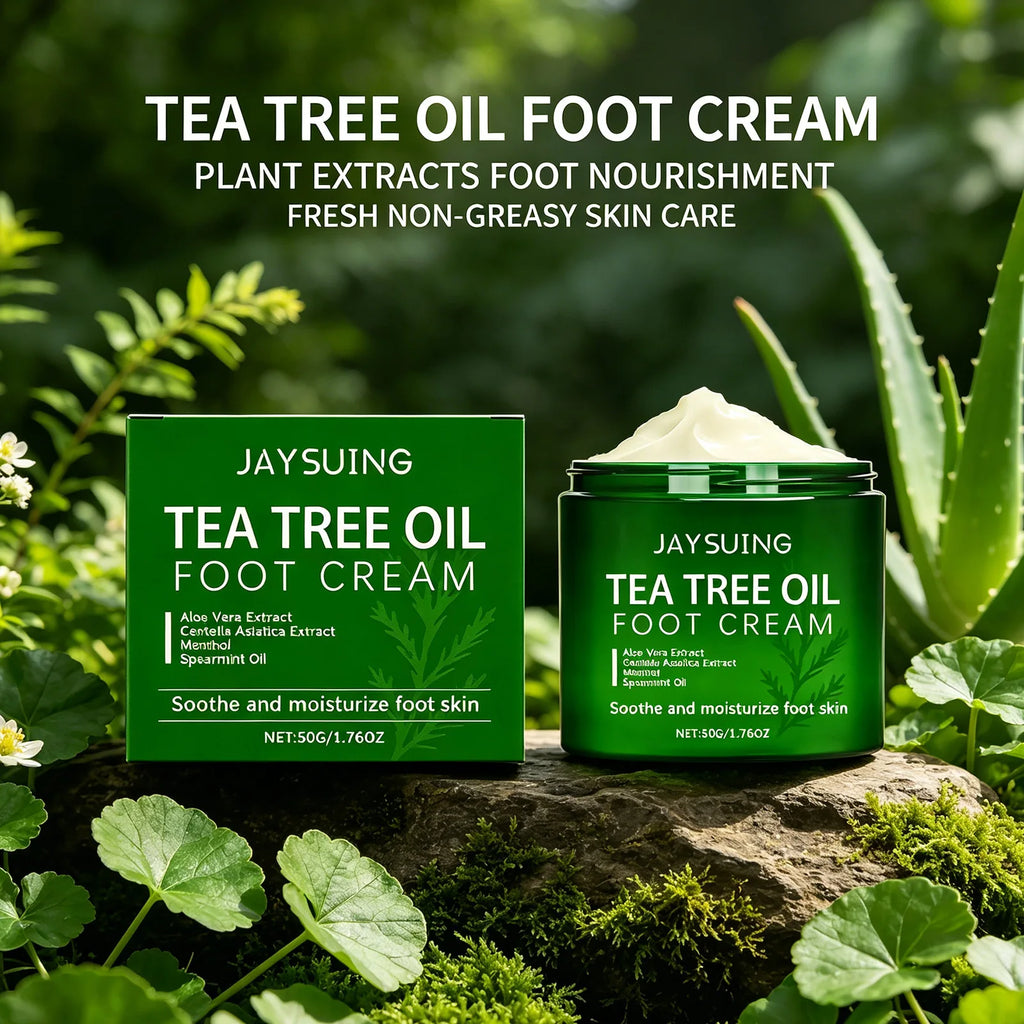 Jaysuing Tea Tree Oil Foot Cream Cracked Feet Remove Calluses Dead Qme