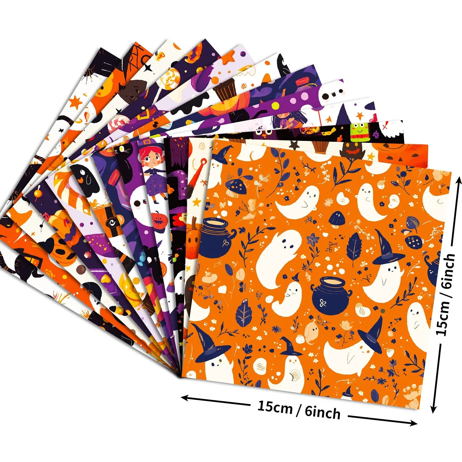 12 Sheets Halloween Theme Wrapping Papers Ghost Skull Spider Web Pattern Gift Wrap Tissue Paper DIY Craft Scrapbooking Supplies Qme