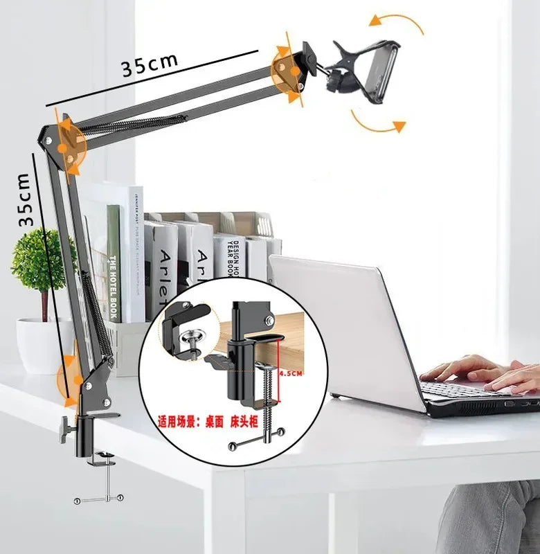 Tablet Holder For Bed iPad Stand 360° Rotating Desktop Phone Mount with Aluminum Arm For 4.5"~12.9" Xiaomi Lenovo Samsung Tablet Qme Cantilever C10 two- China Mainland