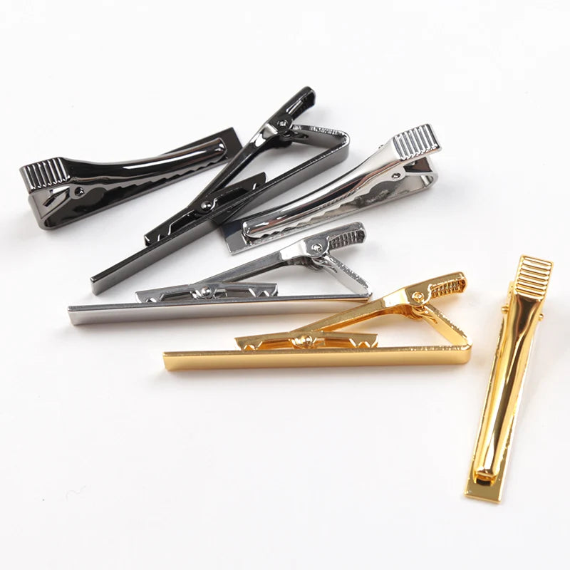 Tie Clips Gold Fashion Ties Men Gifts Metal Simple Bar Clasp Qme