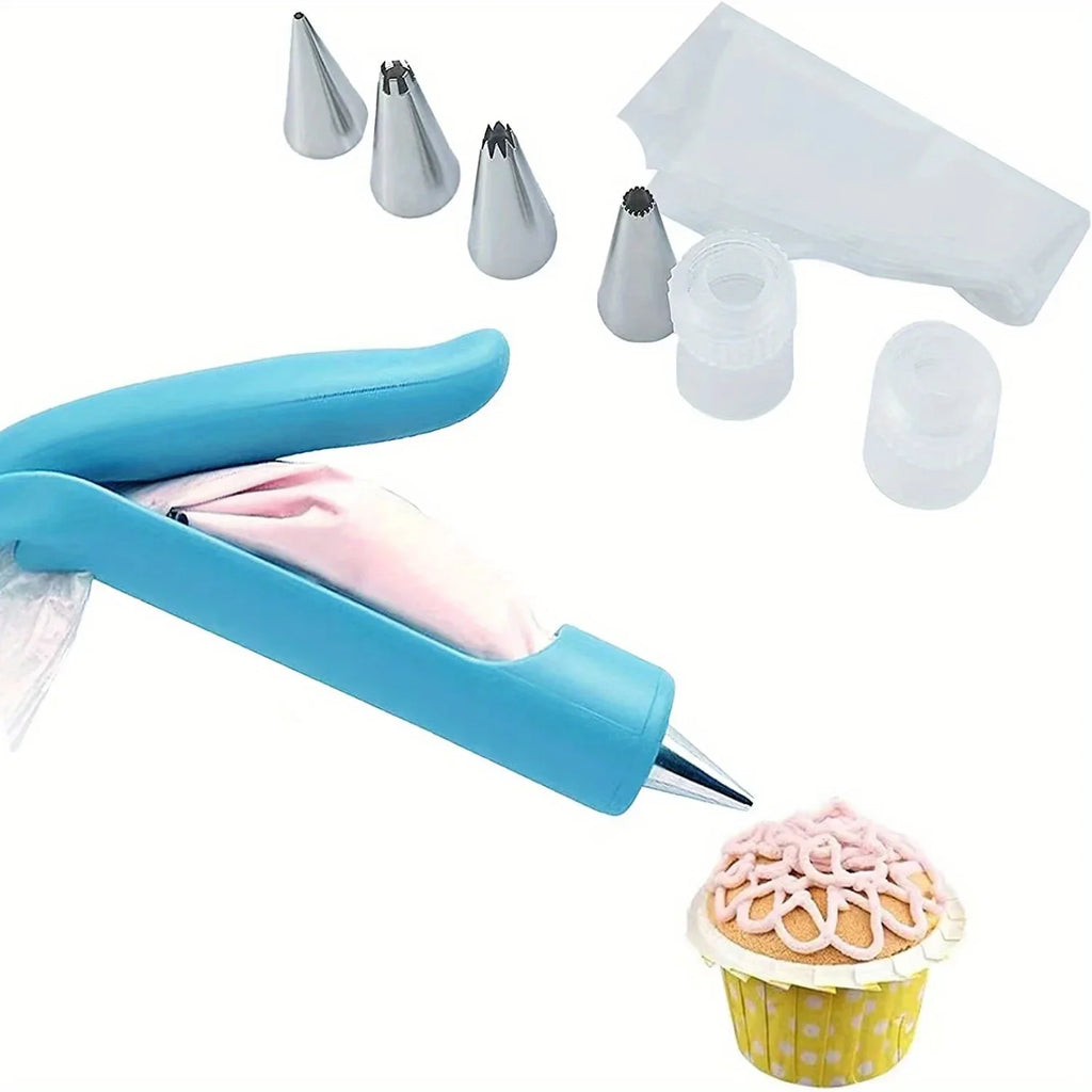 17pcs Cake Decorating Tool Set Cake Decorating Pen Baking Tool Kit Pastry Icing Piping Cookie Cream Squeezer Piping Gun, Qme