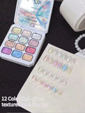 12 Colors Gloss Pearl Aurora Solid Nail Polish Gel UV DIY Art Charm Qme 01