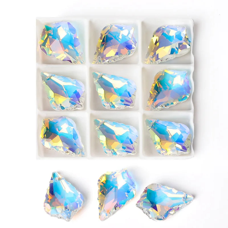 AB Color Shiny Crystal Charms Pendants Loose Beads for Necklace Bracelet Earring DIY Crafting Jewelry Accessory Making Supplies Qme 20x28mm-9pcs
