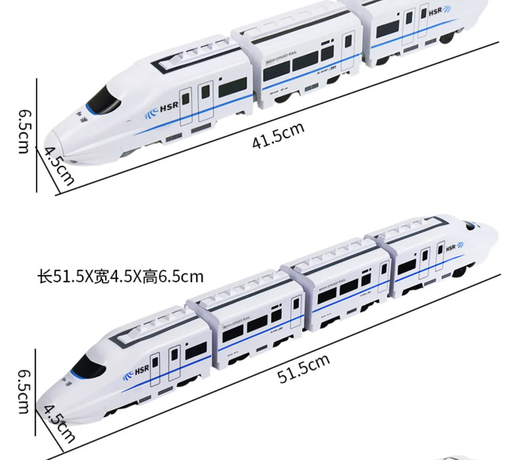 Kids DIY Simulation High Speed Railway Train Toy Car Electric Sound Light Model Train Educational Toys for Boys Girls Gift Qme