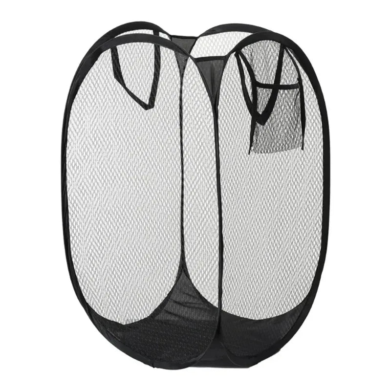 Dirty Clothes Basket Skeleton Ventilated Foldable Easy Storage Portable Large Capacity Clothes Basket Qme black