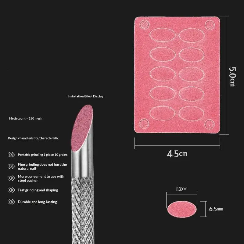 Double-ended Nail Beveled Head Cuticle Pusher Remover Stainless Steel Qme Pink 1
