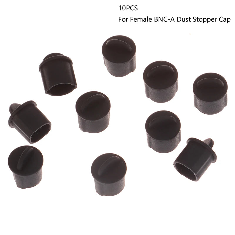 Uxcell 10pcs Silicone BNC Anti-Dust Stopper Cap Cover for Female Jack Black Inside Install Dia 9.5 mm - 11 mm. Qme
