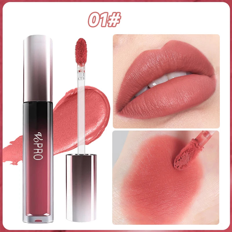 Matte Velvet Highly Saturated Lip Gloss,Long-Lasting Liquid Lipstick,Quick-Drying,Non-Stick, With Plant Squalane,Nourishing Qme 01