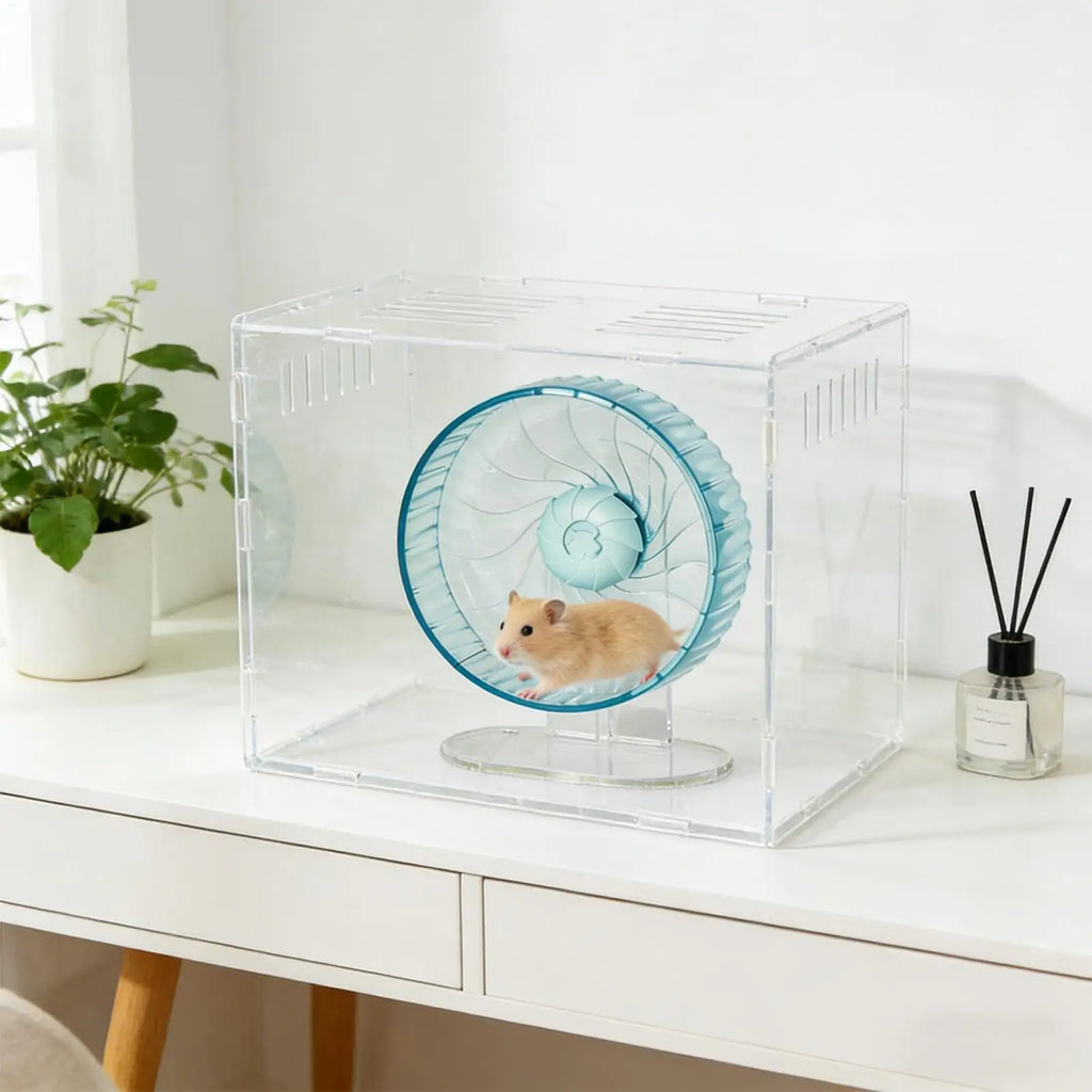 Hamster Wheels Adjustable Height Silent Rotary Habitat Accessories Qme
