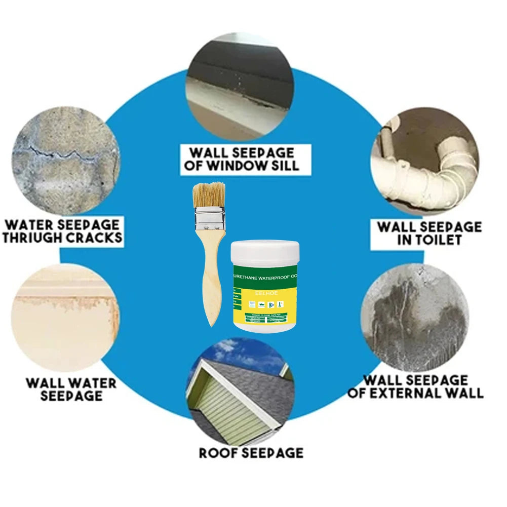 Transparent Waterproof Agent With Brush Coating Sealant Agent 30/100/300g Polyurethane Glue For Home For Roof Bathroom Qme