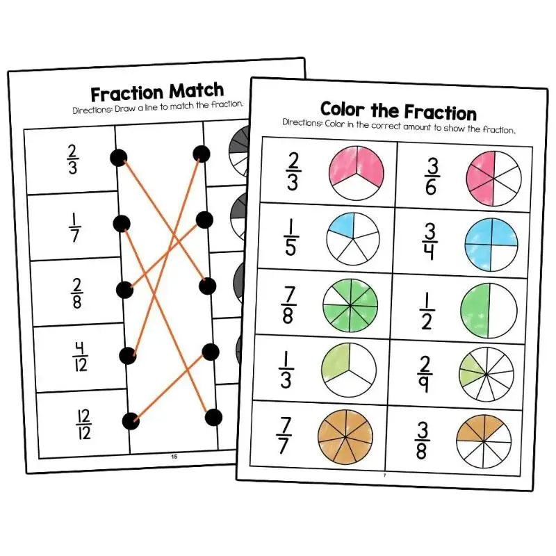 Montessori Fractions Workbook Arithmetic Learning Teaching Aids Grade Qme