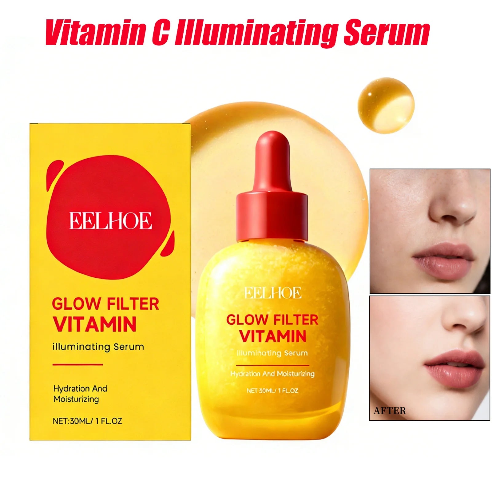 Vitamin C Illuminating Serum Brightening & Hydrating Facial Serum Even Skin Tone Soothes Dryness Daily Skincare Glowing Essence Qme