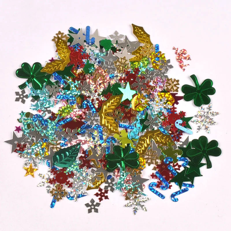 20g 9-27mm Mixed Pattern Snowflakes/Christmas Leaves/Stars PVC Confetti Sequins Table New Year Party Supplies Decoration c3764 Qme