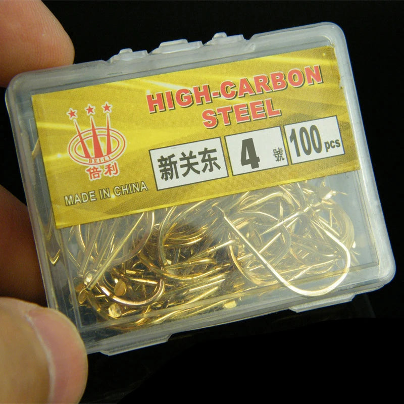 100 Shinkanto Barbless Multi-type Multi-size Goldfish Hooks Long Qme 4